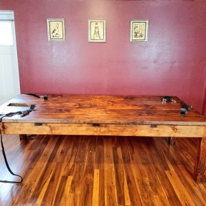 New wood bondage table.