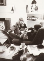 9 Astrid Kirchherr and George in his London flat taken by Max Scheler, March 1964.jpg