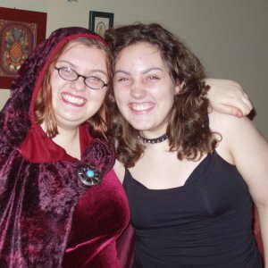 me and mah ex-gf/submissive, Becca, and By the Goddess was she fun. and no that is not a halloween costume.