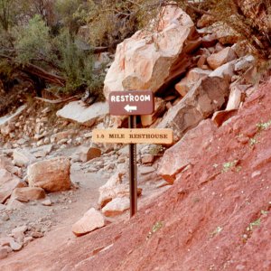 1.5 mile marker going down the Bright Angel Trail, headed for the bottom