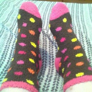 Old Navy Cozy Socks :) My favorite for keeping my feet warm in freezing weather