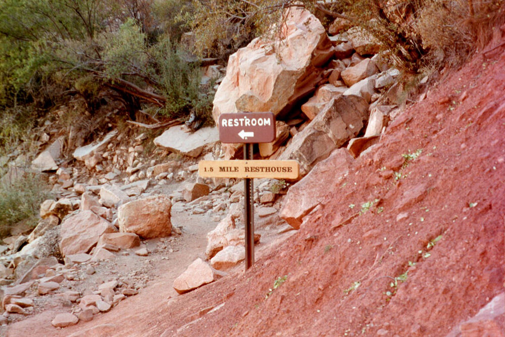 1.5 mile marker going down the Bright Angel Trail, headed for the bottom