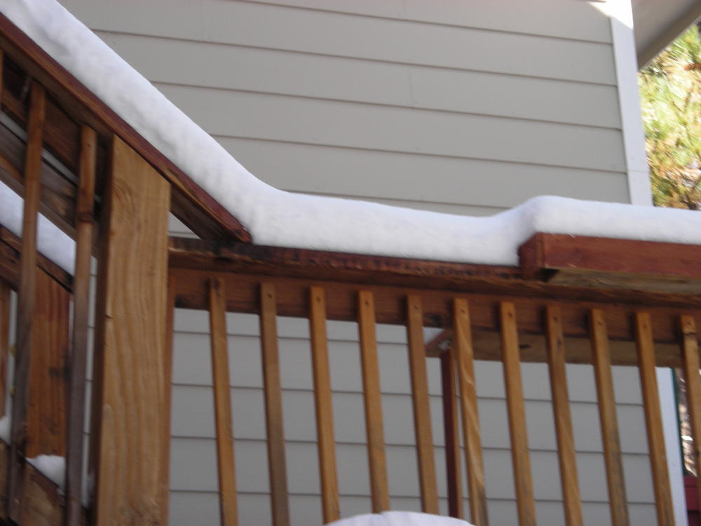 Banister on the deck of my brother's in-law's house.