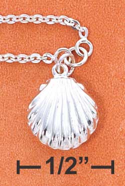 BR 440:STERLING SILVER CABLE CHAIN AND SCALLOP SHELL ANKLET
Sterling Silver Cable Anklet with Scallop Shell dangle 
2mm Cable 9" chain with spring rin