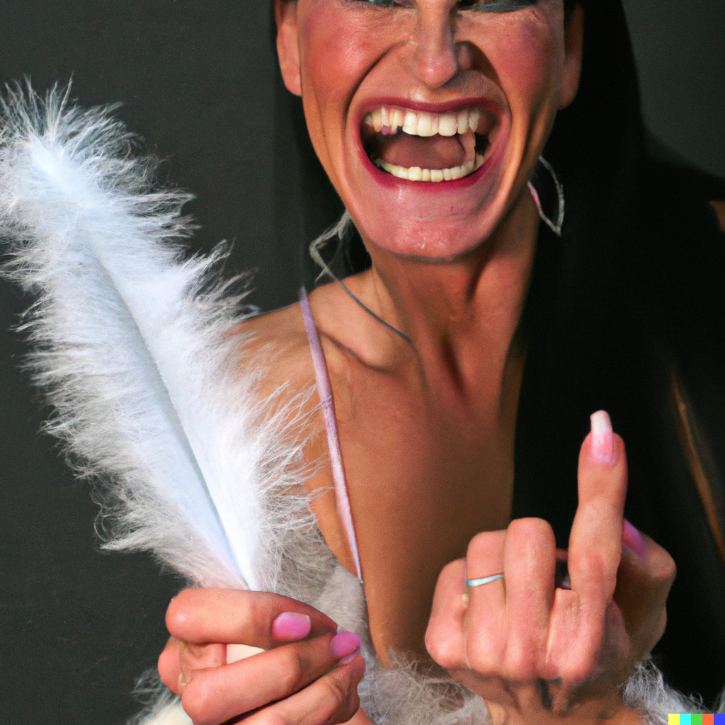 DALL·E 2023-12-08 13.55.50 - a photograph of an attractive and evil laughing woman with long p...png