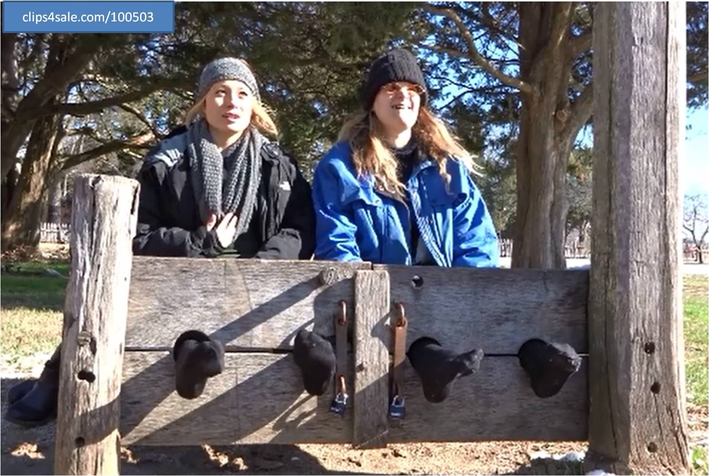 Helpless in the stocks on a winter day