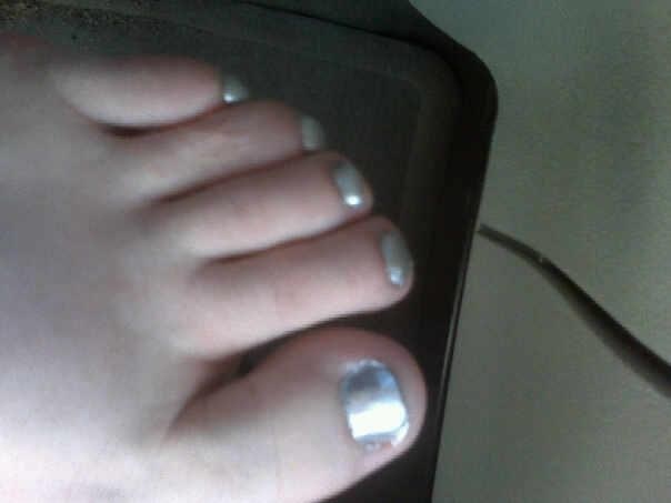 Left foot with silver polish