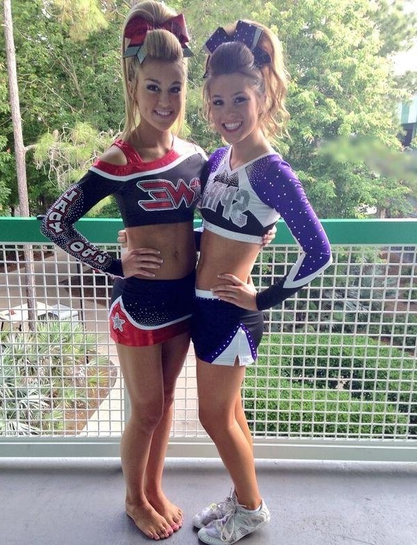 My friend (right) and I in our cheer outfits