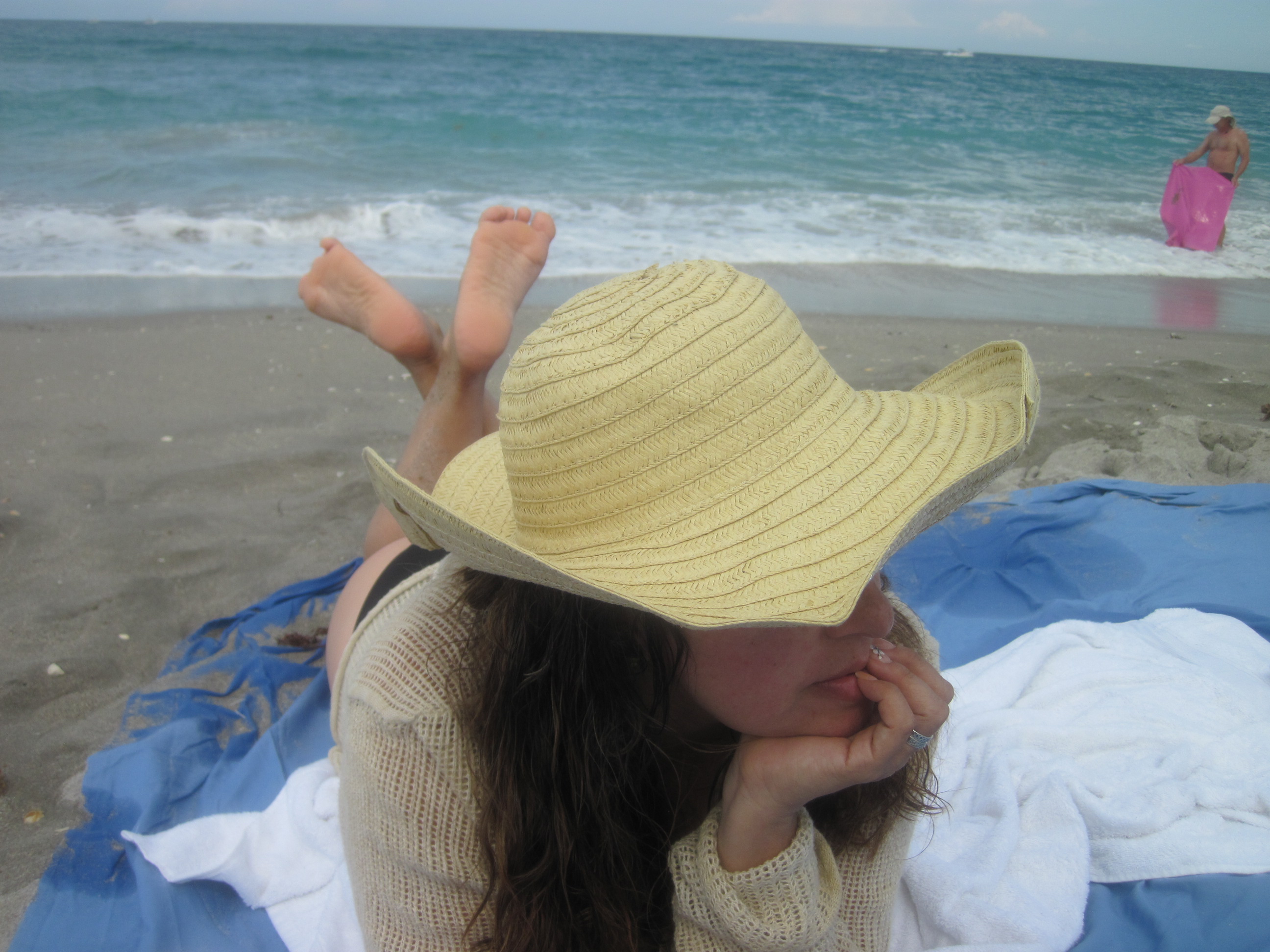 My sexy wife showing her hot soles at the beach