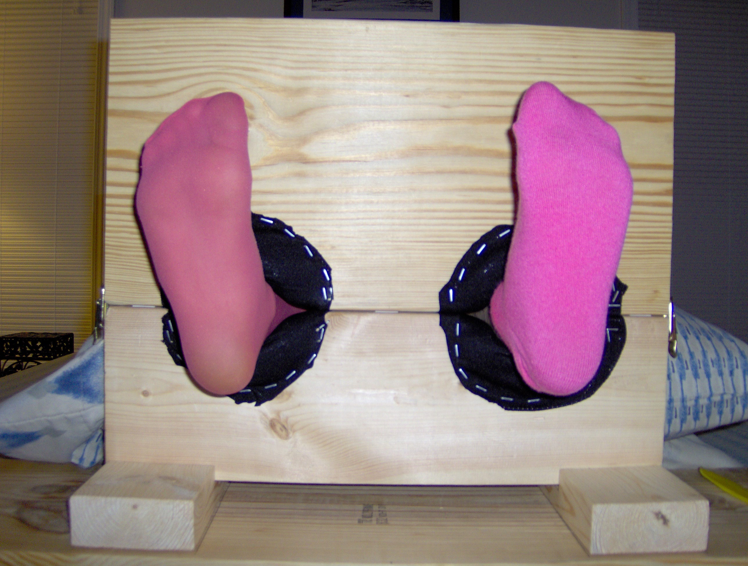 Pink stocking feet!