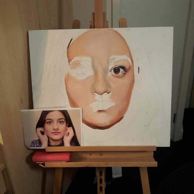 unfinished girl painting